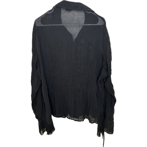 VTG Kaelyn Max Black Top Bell Sleeve Crinkle Fairycore Y2K 2000s Goth Vampire XL - Picture 2 of 7